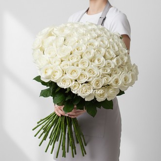 101 белая роза (Premium) 70 см