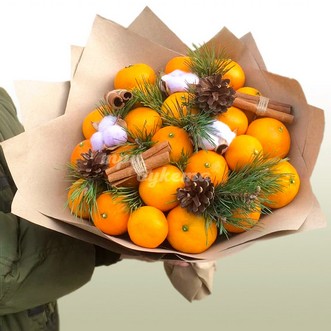 Букет мандаринов в крафте